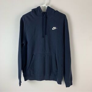 Nike Hoodie Mens Medium Blue Pullover Fleece Sweatshirt Swoosh Embroidered Logo